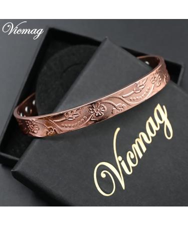 Vicmag Copper Magnetic Bracelet for Women Men | 6X Ultra Strength Magnets | 99.99% Solid Pure Copper | Adjustable Size | Gift Box Included | Rose Gold Plum - Buy Online on GoSupps.com