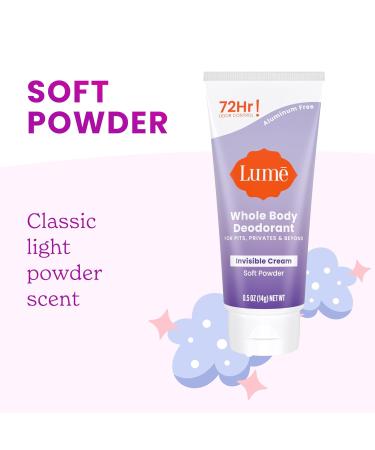 Lume Whole Body Deodorant - Mini Travel Size Invisible Cream Tube - Trial Size - 72 Hour Odor Control - Doctor Developed - Aluminum Free Baking Soda Free - .5oz (2 Pack) (Soft Powder & Peony Rose) - Buy Online on GoSupps.com