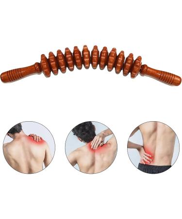 Wooden Massage Roller with Handle - Anti-Cellulite Body Massager for Back Neck & Legs - 12 Wheels - Natural Color - Buy Online on GoSupps.com
