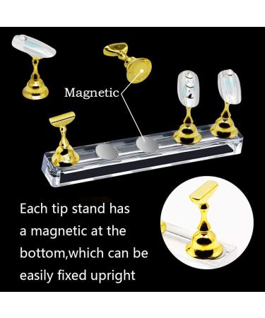 DIY Magnetic Nail Holder Set - Gold & Silver | Handmade Nail Training Display Stand with 20 Fake Nails and 126 Reusable Putty Clay Pieces - Buy Online on GoSupps.com