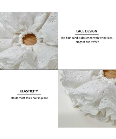 2 Women's White Lace Hair Loops Fashionable Large Lace Hair Ropes Elastic and Soft Hair Bands Ponytail Braid Hair Accessories Suitable for Women and Girls with Thick Hair and Large Wavy Curls - Buy Online on GoSupps.com