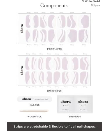 ohora Semi Cured Gel Nail Strips (N White Swirl) - Salon-Quality, Long Lasting, & Easy to Apply - Includes Prep Pads, Nail File, & Wooden Stick - Buy Online on GoSupps.com