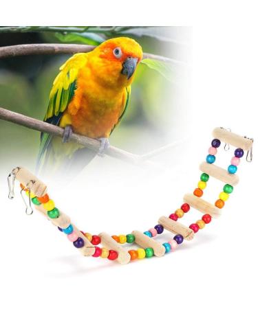 Pet Parrot Suspension Bridge Wooden Bird Cage Ladder Bridge Climbing Swing Toy for Cockatiel Parakeet Bird Perch Stand Pet Bird Cage Accessories for Rats Hamster Squirrel (6x48cm)