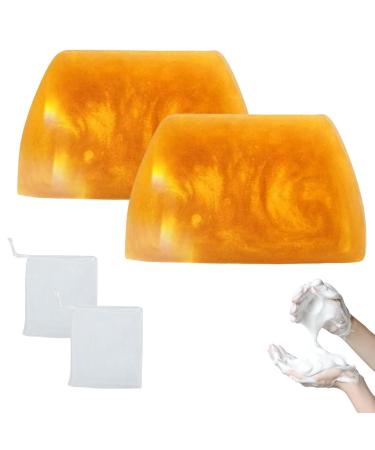 ZHCWEP 2Pcs Golden Scented Soap Moisturizing and Deep Cleansing Nourishing and Silky Golden Soap for Face and Body Natural Soft Soap with Essential Oils Handmade