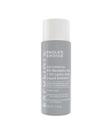 Paula's Choice SKIN PERFECTING 6% Mandelic Acid + 2% Lactic Acid AHA - AHA Exfoliant - Visibly Reduces Fine Lines and Wrinkles - with Mandelic Acid & Lactic Acid - All Skin Types - 30 ml