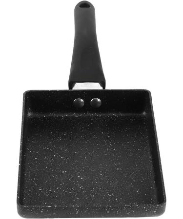 Frying Pan Kitchen Cookware Grill Pan Rectangular Non Stick Saucepan Plastic Handle Black Omelet Frying Pan Maifan Stone Small Frying Pan Square Grill Pan with Meat Vegetables or Go Camp Cooking