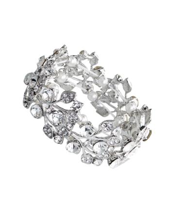 Solustre 2st gifts for the anniversary pearl stretch bracelet wedding bridal bristle bracelet bracelet for women tennis bracelets crystal women's bracelet Bird crystal bracelet diamond 6.5*3cm silver