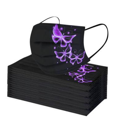 Biedongda children mouth protection print butterfly/star pattern 50 pieces one-way mouth-nose protection bandana mask cloth dust-cheezing breathable mouth-nose cover for young girls d5