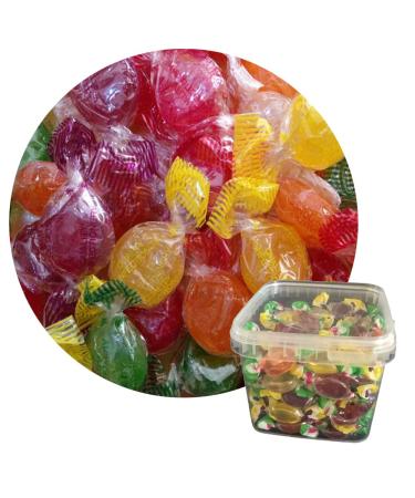 VIMIX Fruit Drops Individually wrapped Hard boiled fruit flavoured sweets 500g Tub | Perfect pick & mix sweet Black Orange