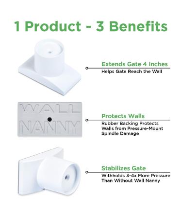 Wall Nanny Extender 4 Inch Baby Gate Extension (4 Pack) - Made in USA | Protects Walls, Stabilizes Gates for Child, Pet & Dog Gates | Works on Stairs | White - Buy Online on GoSupps.com