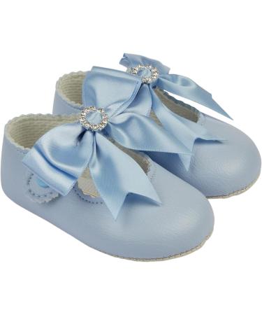 Baypods Baby Girls Soft Sole Pre Walker Shoes with Diamante Bow - Sky Blue, Size 1 UK - Buy Online on GoSupps.com
