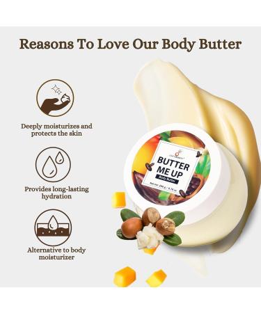Leafoberryy Deep Nourishing Body Butter with Cocoa Shea and Mango Butter | Intense Hydration | Non-Sticky Formula | Softens & Smooths Dry Skin | Silky Glowing Skin | 200 ML - Buy Online on GoSupps.com
