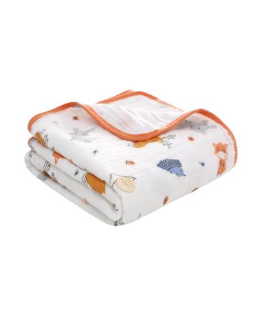 Miracle Baby muslin blanket swaddle Cotton Summer 110x150cm 115x150cm for Boys Girls Animal(two Layers) 110 x 150 cm
