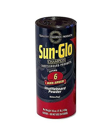 Sun-Glo Speed #6 Shuffleboard Table Powder Wax Bundled with a Sun-Glo Shuffleboard Sweep Red #6 Speed 16 Oz