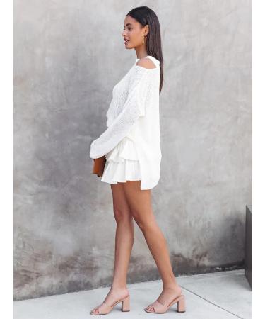 LAEMILIA Womens Floral Print Pleated Mini Skater Skirt with Drawstring - White M - Buy Online on GoSupps.com