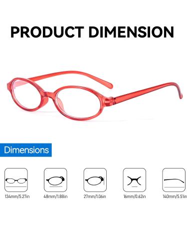 Myiaur Fashion Oval Y2K Fake Glasses - Anti Blue Light Eyewear for Women | Clear Cosplay Non-Prescription Frames - Red - Buy Online on GoSupps.com