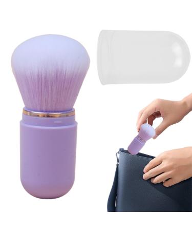 Hugsweet Retractable Blush Brush Small Foundation Brush - Portable Face Brush with Lid for Foundation Blush Bronzer & Powder Travel Friendly purple