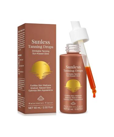 SONGVISON Self Tanning Drops Drinking Oral Self-Tanning Watermelon Aroma for Face and Body Improves Natural Skin Tone (60ml)