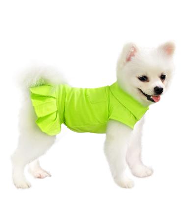 Topkins Dog Dress, Dog Polo Dresses for Small Medium Dogs Girl, Dog Sundress, Dog Wedding Dress, Dog Birthday Dress with Pleated Hem for Spring, Summer, Autumn (Green, XS) Polo Collar Green X-Small