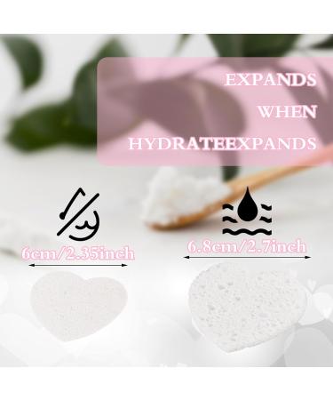 60 White Compressed Heart Makeup Sponges - Reusable Face Cleaning & Peeling Sponges for Deep Cleaning & Makeup Removal - Buy Online on GoSupps.com