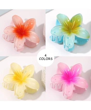 Large Flower Claw Clip Set - Cute Hawaiian Hair Accessories for Women and Girls | 4PCS Free Size Clips for Long, Thin, Thick Hair - Buy Online on GoSupps.com