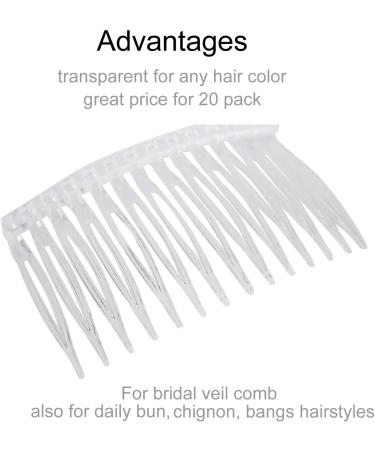 20 Pack Transparent Small Plastic Side Combs & Hairpins - Perfect for Brides Weddings DIY Headgear & French Twist Updos - Buy Online on GoSupps.com