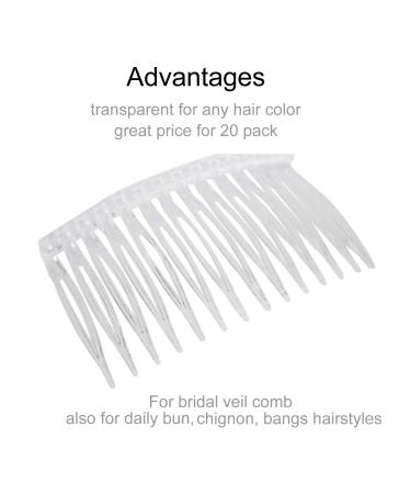 20 Pack Clear Small Plastic Hair Side Comb Set for Women - Bridal Wedding Veil Decorative DIY Crafts - Thin Fine Gray Hair Pins - Mini Barrettes for French Twist Updo Bun - Buy Online on GoSupps.com