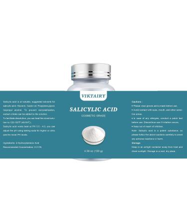 Salicylic Acid Powder 4.58 oz - Ultra Pure Cosmetic Grade No Additives | BHA Exfoliant for DIY Cleanser Toner Shampoo & Lotion - International Shipping Available - Buy Online on GoSupps.com