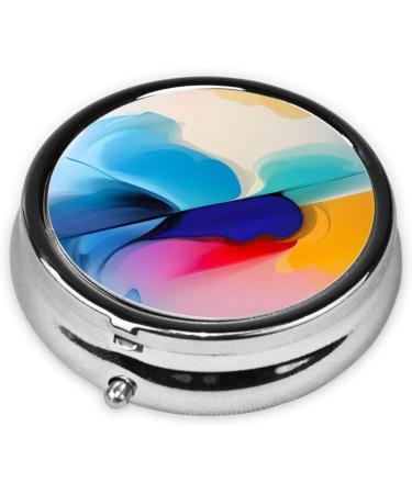 Round Watercolor Pill Box Organizer | 3-Compartment Travel Pill Box for Medication | Portable International Shipping - Buy Online on GoSupps.com