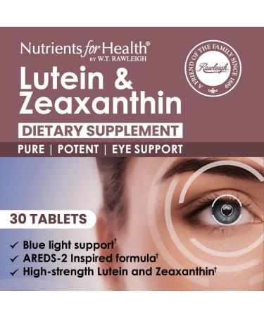 Rawleigh Lutein & Zeaxanthin: 30 Vegan Tablets 12mg Lutein & 4mg Zeaxanthin (Macular Carotenoids) Based on The AREDs2 Study Eye Health Supplement & Vision Support for Adults Eye Vitamins GMO-Free - Buy Online on GoSupps.com