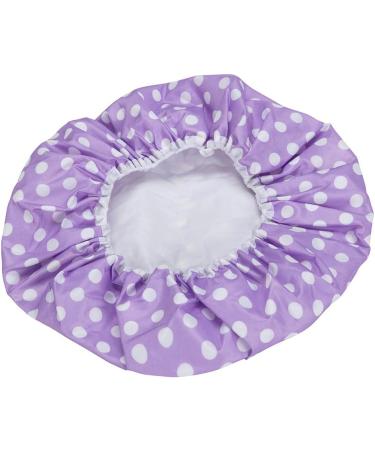 Eslite Waterproof Double Layers Shower Caps for Women - Pack of 4 (Purple White Dot) - Buy Online on GoSupps.com