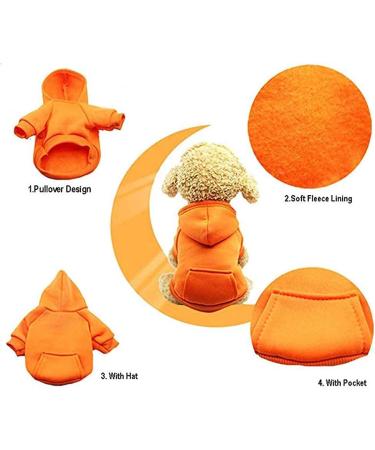 JECIKELON Winter Dog Hoodie Sweater with Bags - Warm Orange Coat for Small Dogs & Puppies - Chihuahua Clothing & Costume (Medium) - Buy Online on GoSupps.com