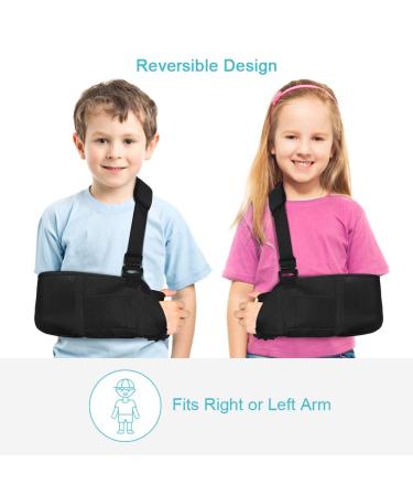 Kids Arm Sling with Waist Strap - Padded Child Arm Support for Shoulder Immobilization - Ideal for Broken Elbow, Wrist, Shoulder Injuries - Rotator Cuff Support - Left/Right Arm - Buy Online on GoSupps.com