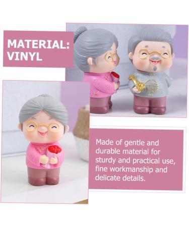 Elderly Couple Cake Figurines - Pink Vinyl Cake Decoration | 8.4x4.8CM - Perfect for Baking & Crafting - Buy Online on GoSupps.com