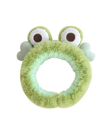 Hofar Face Wash Headband Eye Mask Hairband with Frog Eyes Coral Fleece Cartoon Cute Creative Hair Accessories (Hairband 2)
