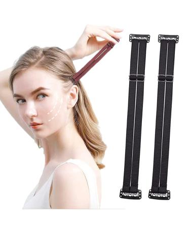 2 Pcs Face Lift Band Reusable Portable Elastic Get Rid Wrinkles Band Adjustable Stretching Strap Face Bands for Face Lift Removing Eye Lines for Women Beauty (Black-A)
