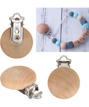 Pacifier Dummy Case Set - 5 Beech Wood Clips for Baby Pacifiers 3cm Size No Holes Perfect for Infants | International Shipping Available - Buy Online on GoSupps.com