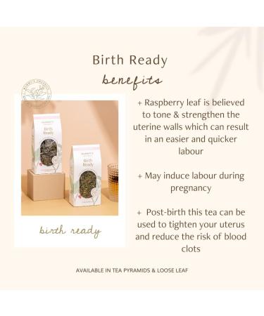 Birth Ready - Award Winning Organic Raspberry Leaf Tea With Peppermint | 15 Non GMO Biodegradable Teabags - Buy Online on GoSupps.com