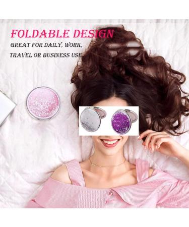 AKOAK Compact Quicksand Pocket Travel Makeup Mirror - Double Sided 1x/2x Magnification - Pink - Buy Online on GoSupps.com