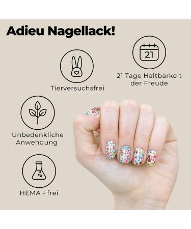 Original Miss Sophie Nail Foils Belle Fleur - 24 Ultra-Thin Nail Polish Stripes for Stunning Finger & Toenails - Compatible with Natural Gel Acrylic & Shellac Nails - Buy Online on GoSupps.com