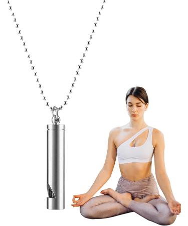 Quit Vaping Necklace | Stainless Steel Breathing Necklace for Stress | Calm Breath Necklace Spiritual Stress Necklace for Meditation Sleep Aid Calm Down Silver - Buy Online on GoSupps.com