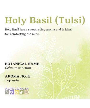 Aura Cacia 100% Organic Holy Basil Essential Oil (Tulsi) - GCMS Tested, 7.4ml - Buy Online on GoSupps.com