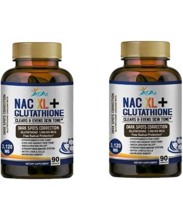 SJH AFAC NAC N Acetyl Cysteine (NAC XL + Glutathione) 180 Caps Non-GMO & Gluten Free 3120Mg | 2 Bottles