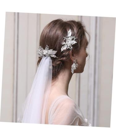 DOITOOL Straight Teeth Comb Simple Side Comb Bridal Veil Comb for Bridal Leaf Comb Metal Comb Silver Barrettes Wedding Veils Rhinestone Headpiece The Flowers Bride - Buy Online on GoSupps.com