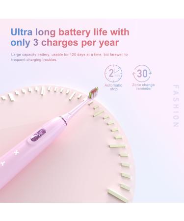 Sonic Electric Toothbrush - 6 Brush Heads 120 Days Charge Smart Timer | Fast Wireless Charging for Adults & Kids (Blue - Buy Online on GoSupps.com