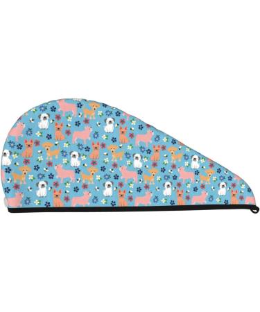 Cute Colorful Puppy Microfiber Hair Towel | Soft Super Absorbent Wrap for Long & Curly Hair | Coral Velvet Quick Dry Hair Cap for Women - Buy Online on GoSupps.com