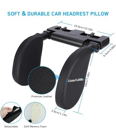 Auniq 180 Adjustable Car Seat Headrest Pillow - Telescopic Leather Support for Road Trips - Black - Buy Online on GoSupps.com