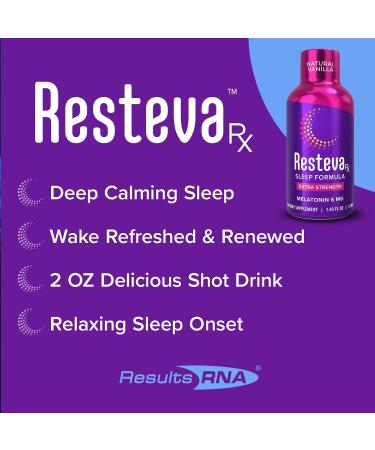 Results RNA Resteva Rx Sleep Aid: Delicious Fast-Acting Liquid Formula. Relaxing Mind & Body Promoting deep Sleep. Wake Refreshed with no Grogginess. Naturally sweetened 12 Pack 0.16 Fl Oz (Pack of 12) - Buy Online on GoSupps.com