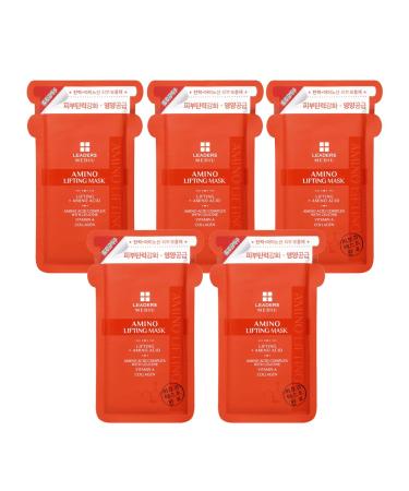Amino Firming & Lifting Facial Sheet Mask | Amino Acid Complex Vitamin A Collagen | Reduces Fine Lines Improves Elasticity for All Skin Types (5 Sheets) 5 Count (Pack of 1) Lifting Mask