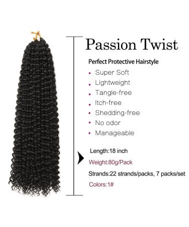 Buy 7 Packs 18-Inch Passion Twist Hair - Long Bohemian Water Wave Crochet Extensions | YDDM Hair - Buy Online on GoSupps.com